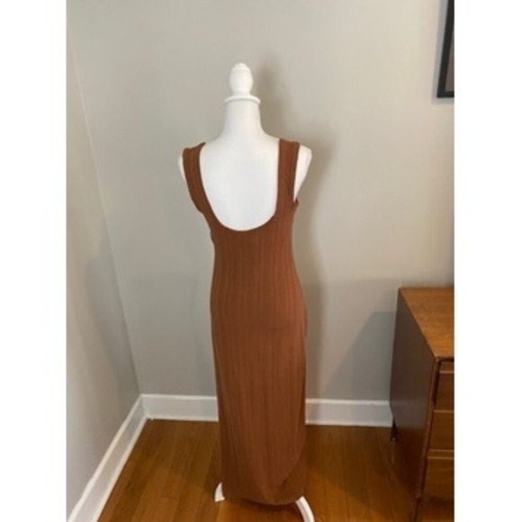 L Space Celine Copper Ribbed Midi Sweetheart Neckline Dress NWOT Size L - Picture 3 of 6